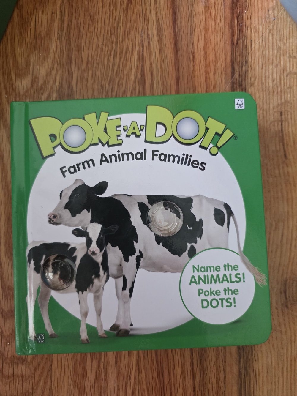 Poke-A-Dot Farm Animal Families Interactive Board Book - Green